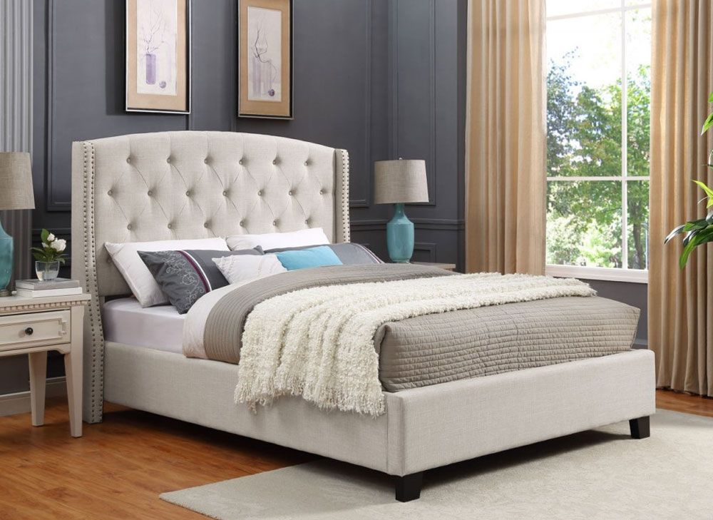 Vitus Ivory Linen Upholstered Bed