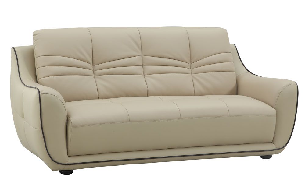 Volos Beige Leather Modern Sofa