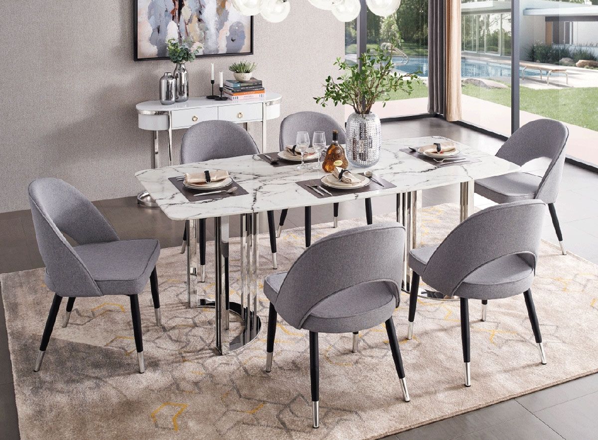 Vonnie Dining Table With Chrome Finish Base