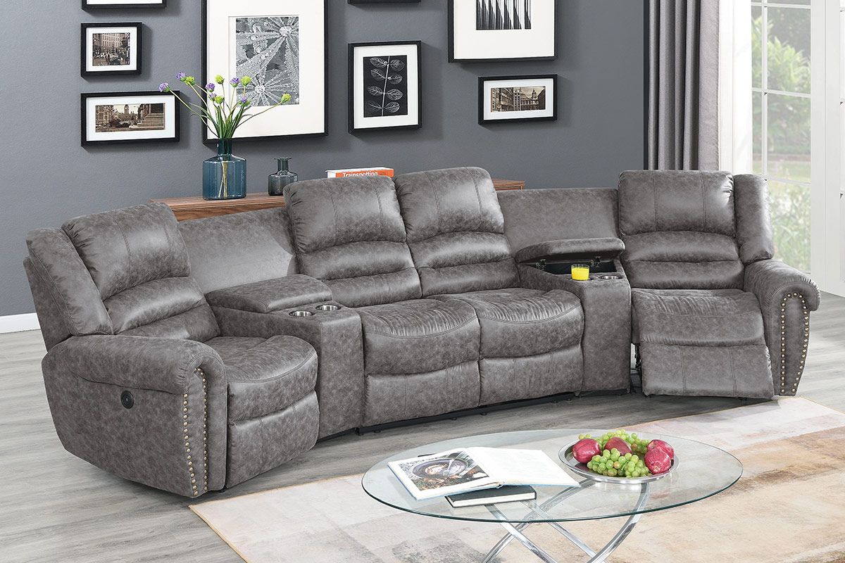 Wales Grey Power Recliner Theater Set