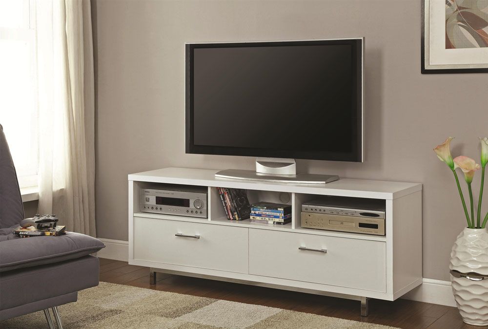 Kayla Modern White TV Stand With Storage