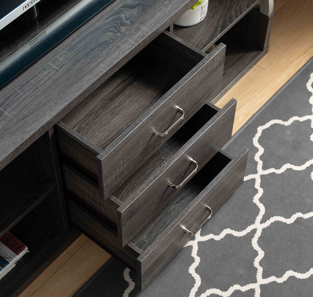 Wally Rustic Grey Finish TV Console Drawers