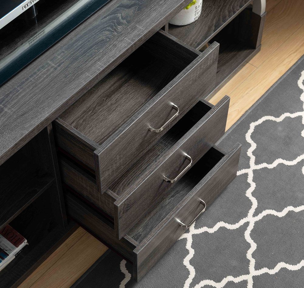 Wally Rustic Grey Finish TV Console Drawers