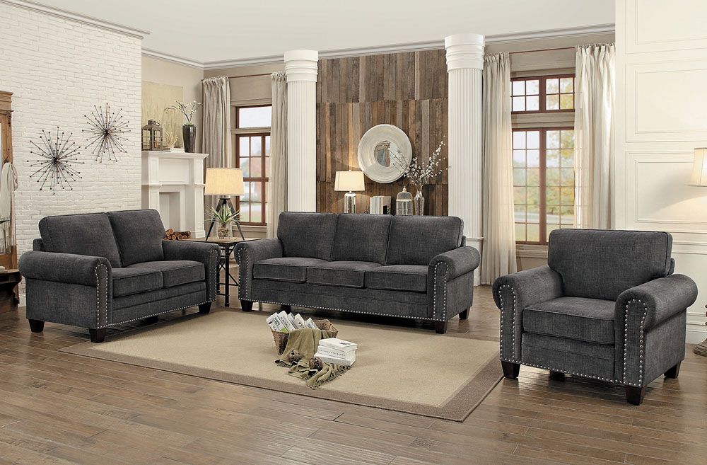 Walsh Grey Fabric Living Room Set,Walsh Grey Fabric Casual Sofa