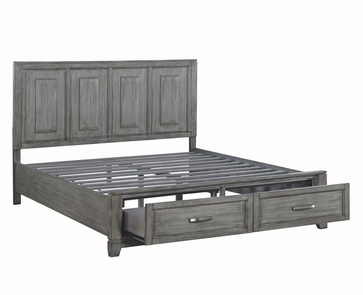 Walter Rustic Grey Bed With Drawers
