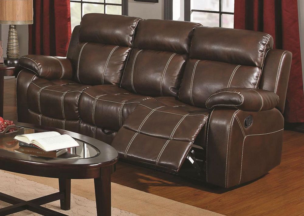 Walter Double Recliner Sofa,Walter Rocker Recliner Love Seat With Console,Walter Brown Leather Recliner Sofa