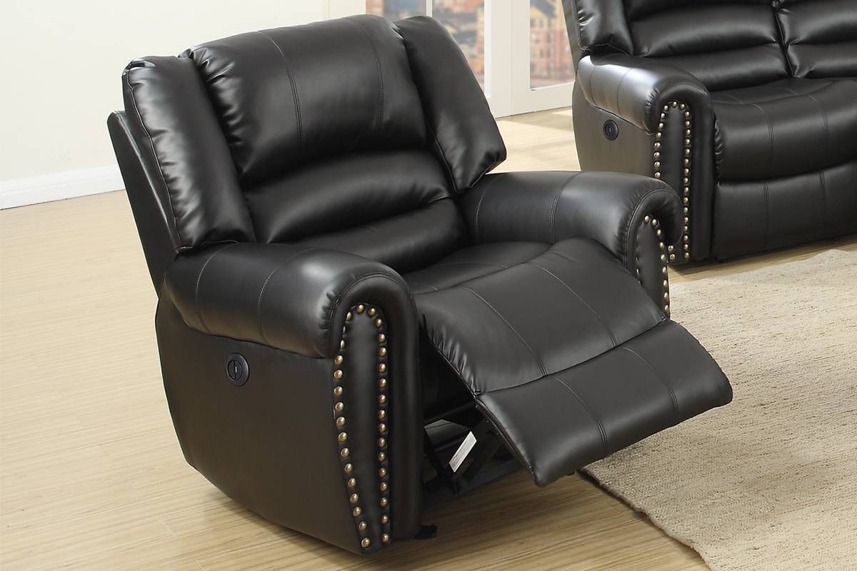 Waterloo Power Recliner Chair Black Leather