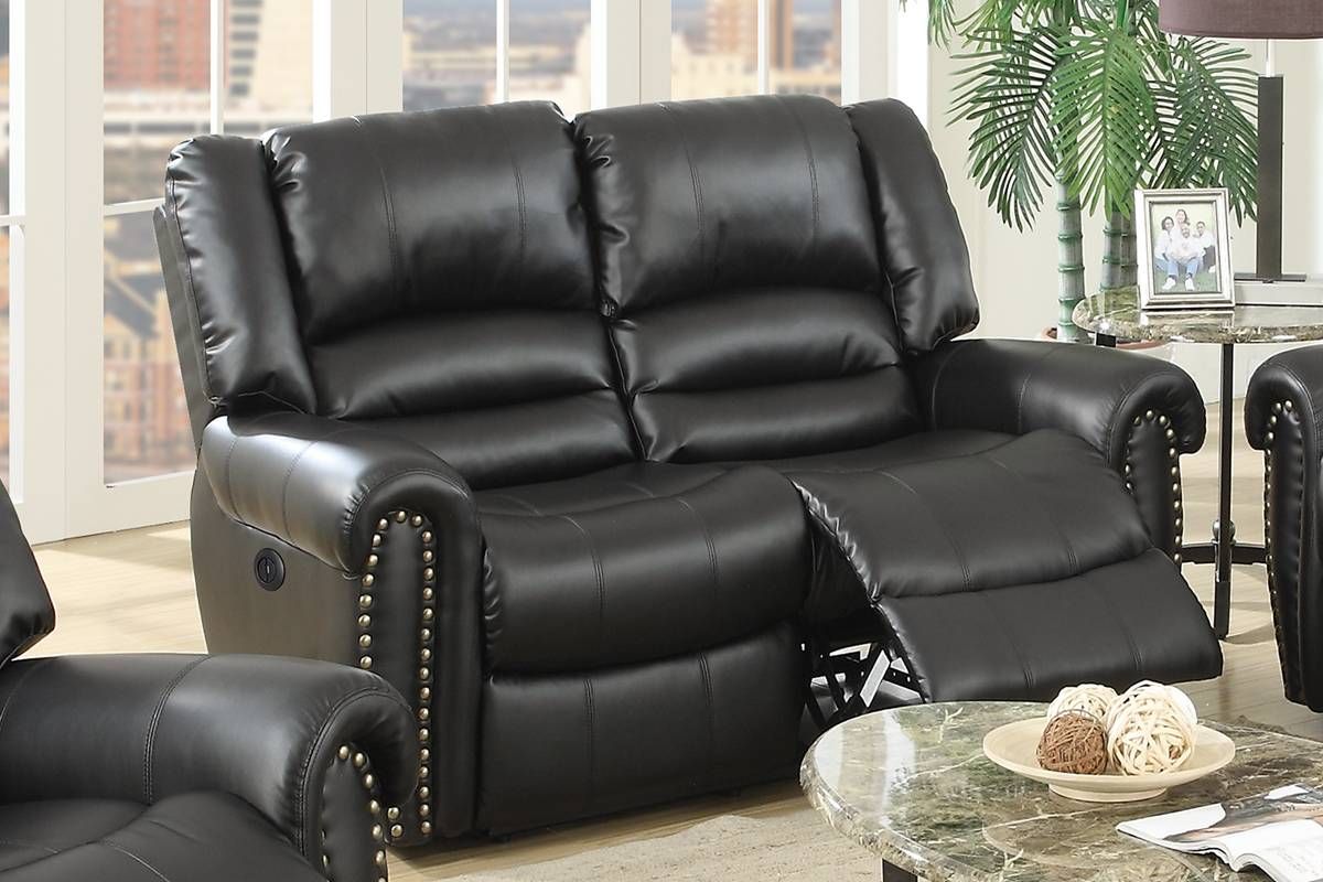 Waterloo Power Recliner Loveseat Black Leather