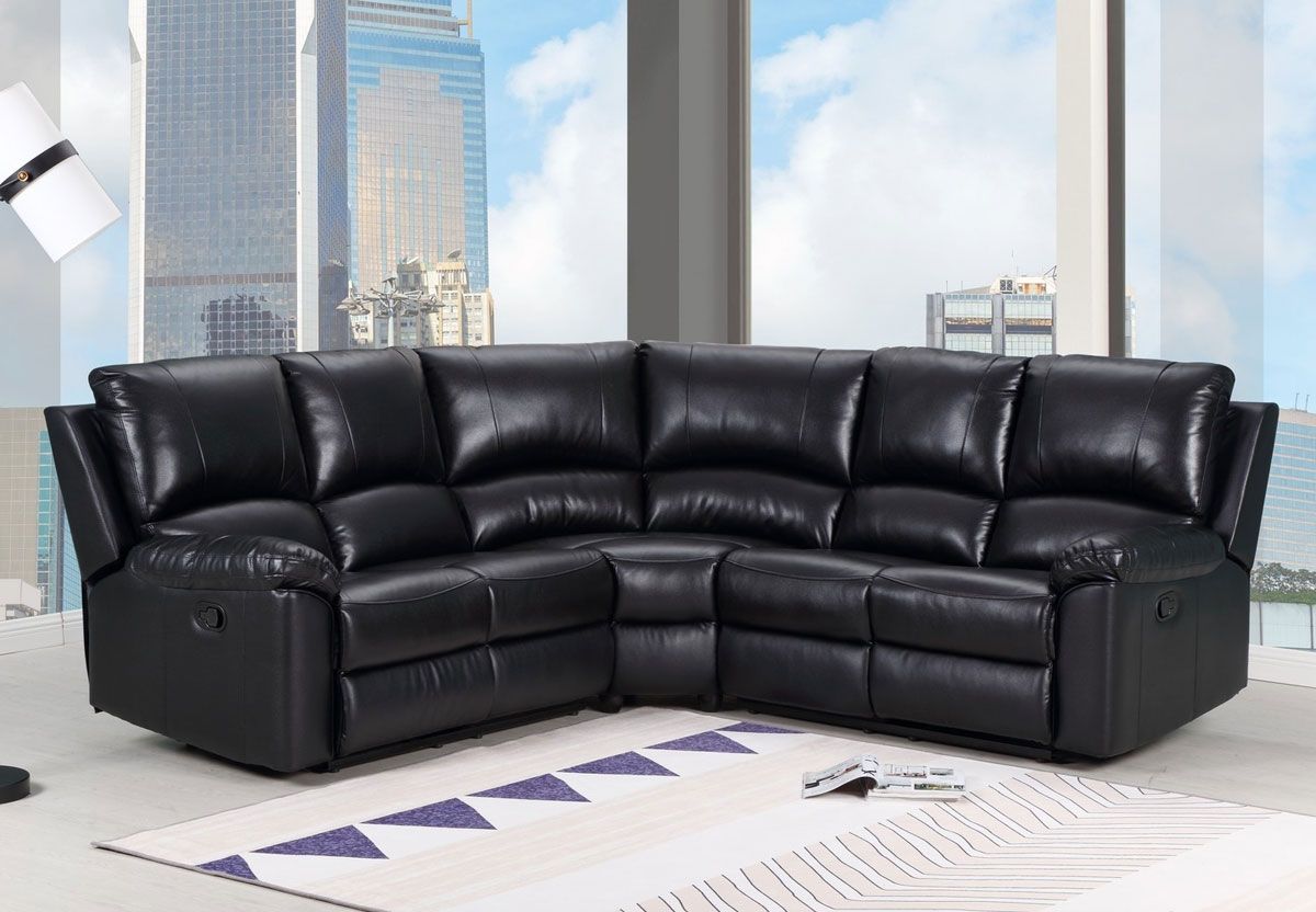Waylon Recliner Sectional Black Leather