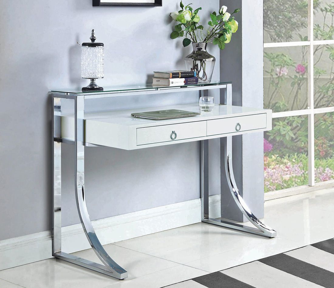 Willcox White Lacquer Modern Writing Desk