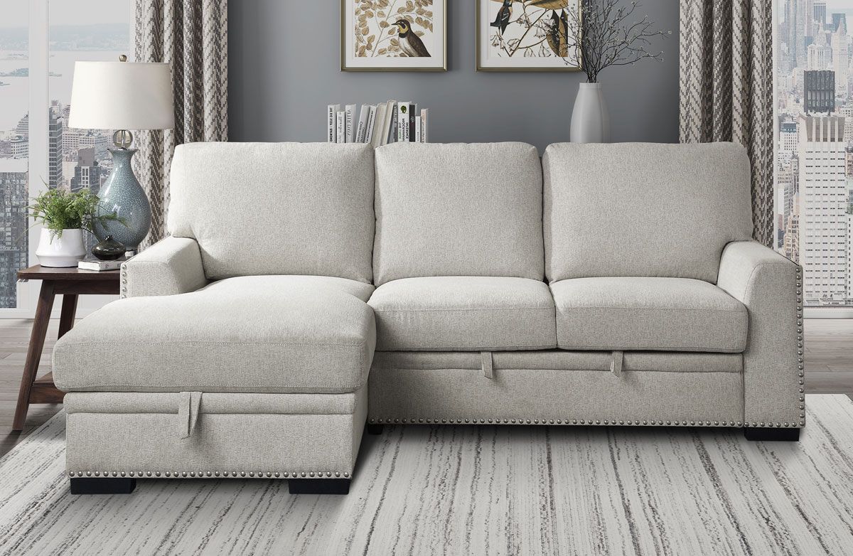 Willex Beige Chenille Sectional Sleeper