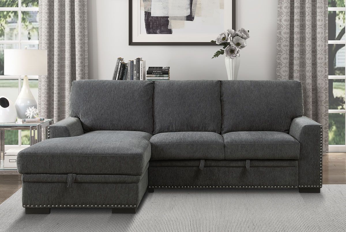 Willex Charcoal Sectional Sleeper With Storage