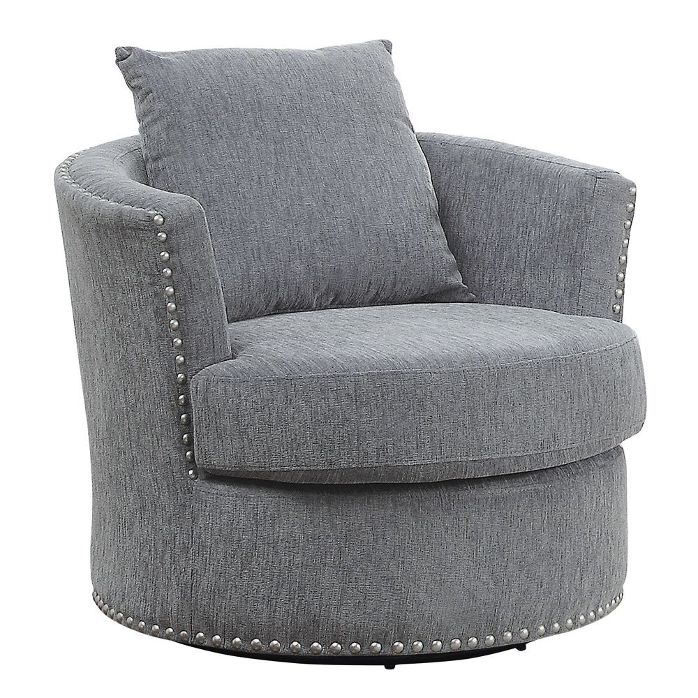 Willex Grey Chenille Chair With Nailhead