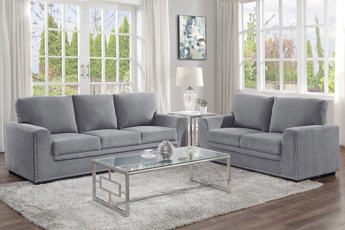 Willex Grey Chenille Sofa Set
