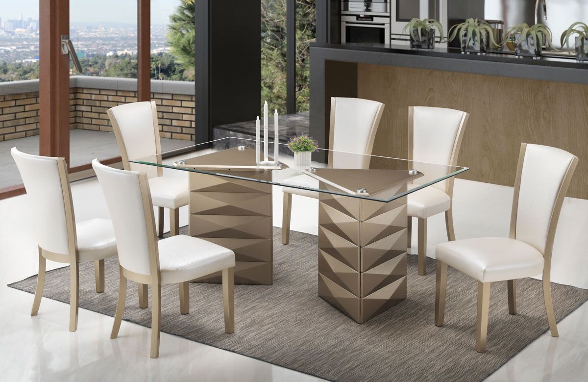 Wilmer Gold Finish Dining Table Set