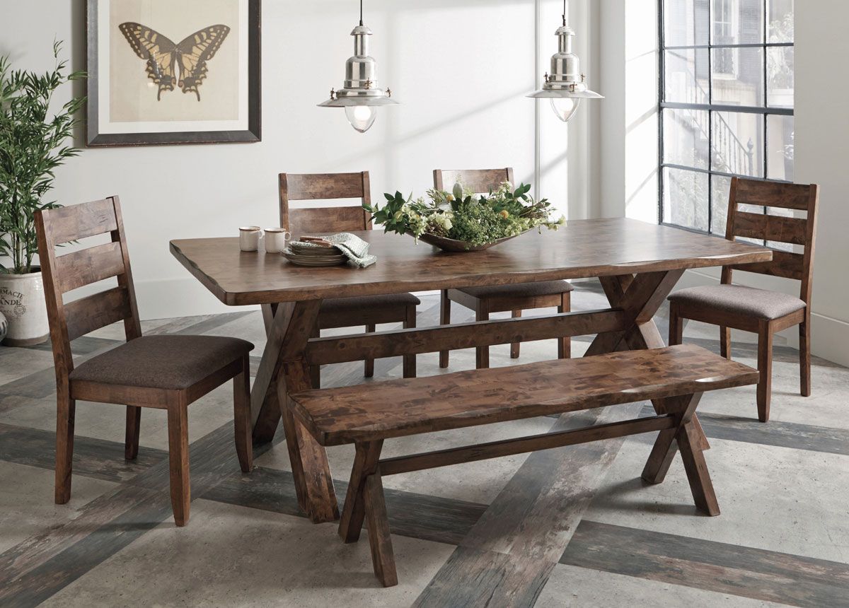 Winnie Table Set With Bench,Winnie Rustic Country Style Table Set,Winnie Dining Table Top