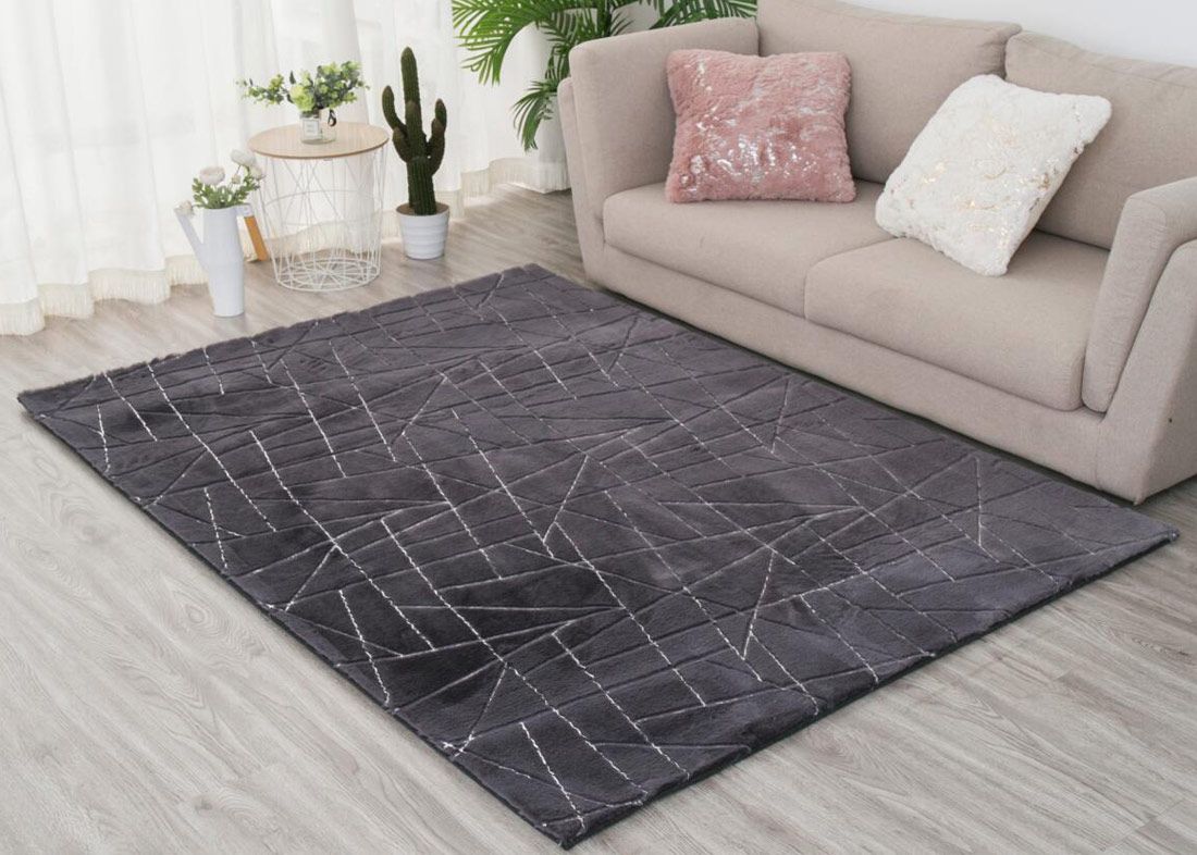 Wisteria Charcoal Rug With Silver Lines