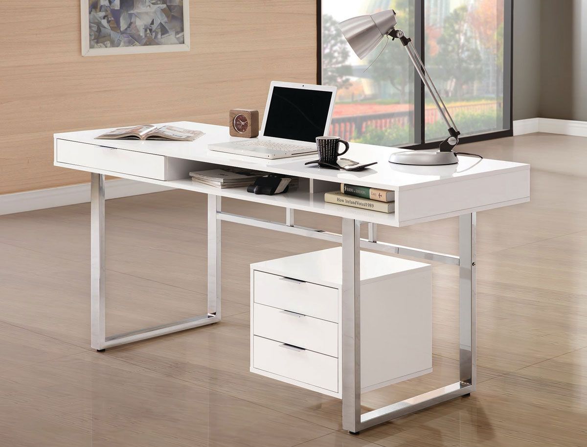 Worcher White Lacquer Home Office Desk
