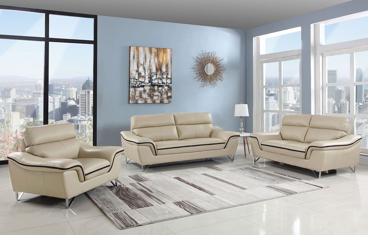 Wraith Beige Leather Living Room Set