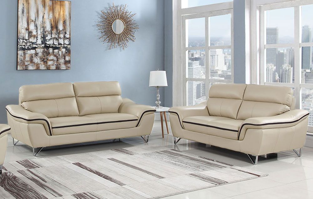 Wraith Beige Leather Sofa,Wraith Beige Leather Living Room Set