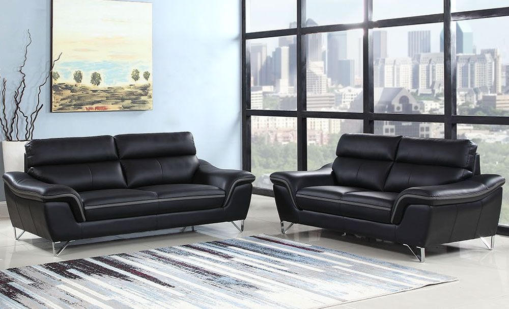 Wraith Modern Sofa Black Leather