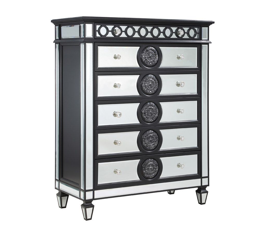 Wrentham Black Finish Chest With Mirrors