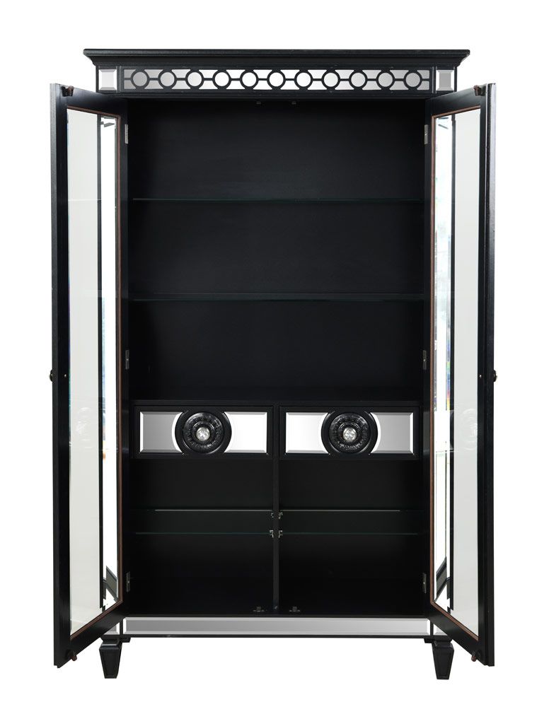 Wrentham Black Finish Mirrored Curio Storage