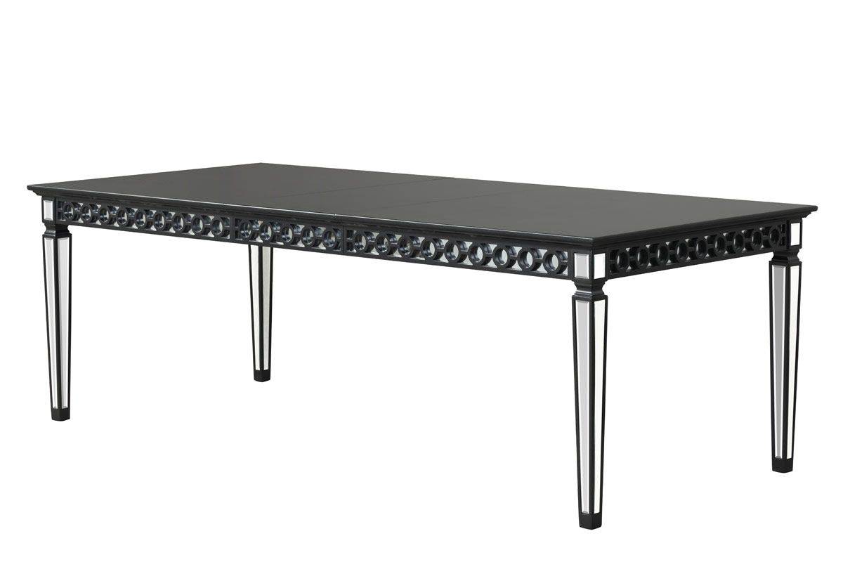 Wrentham Black Finish Mirrored Dining Table