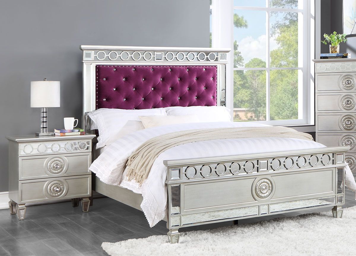 Wrentham Youth Silver Bed Burgundy Headboard