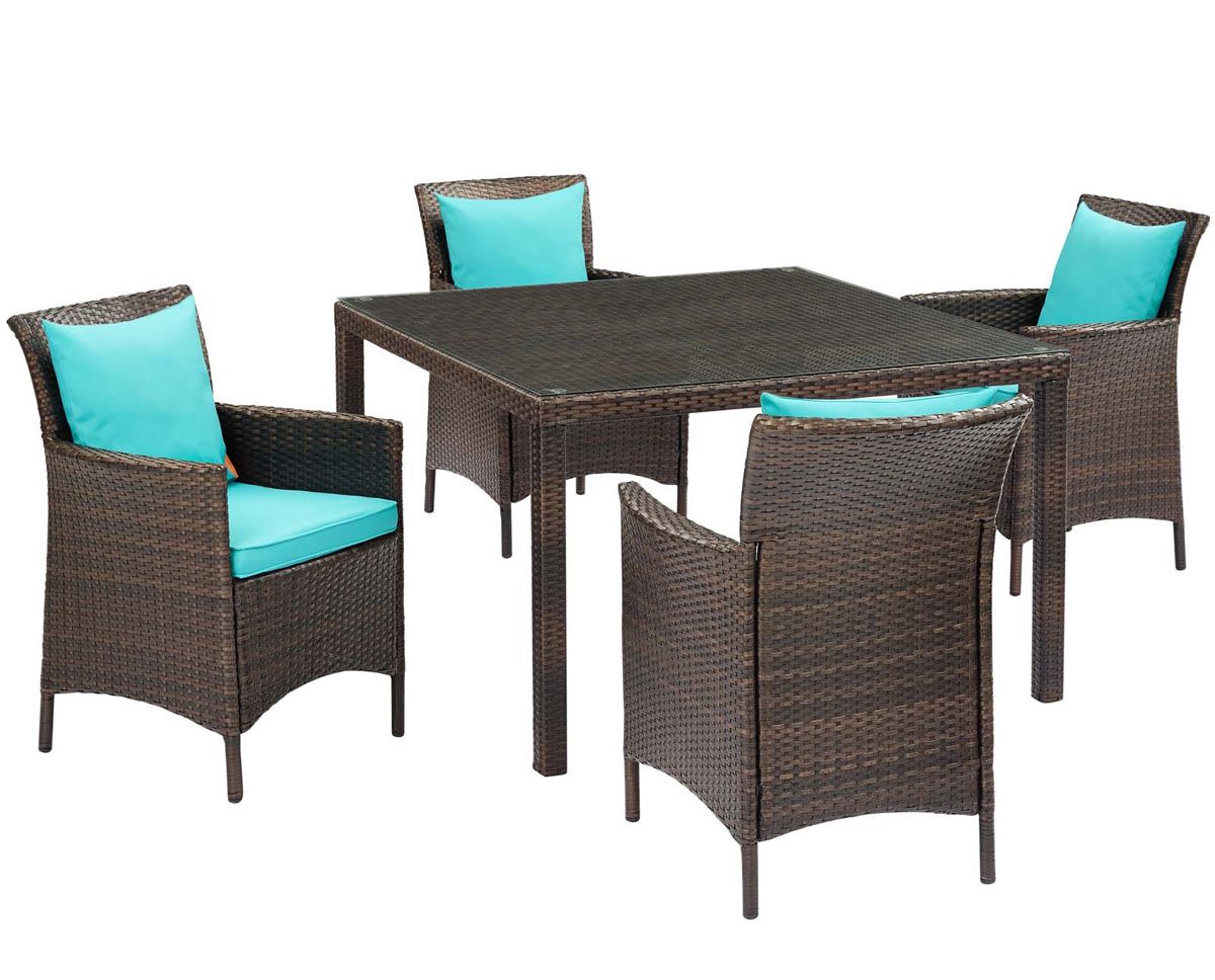 Xavier 5-Piece Turquoise Patio Dining Table Set
