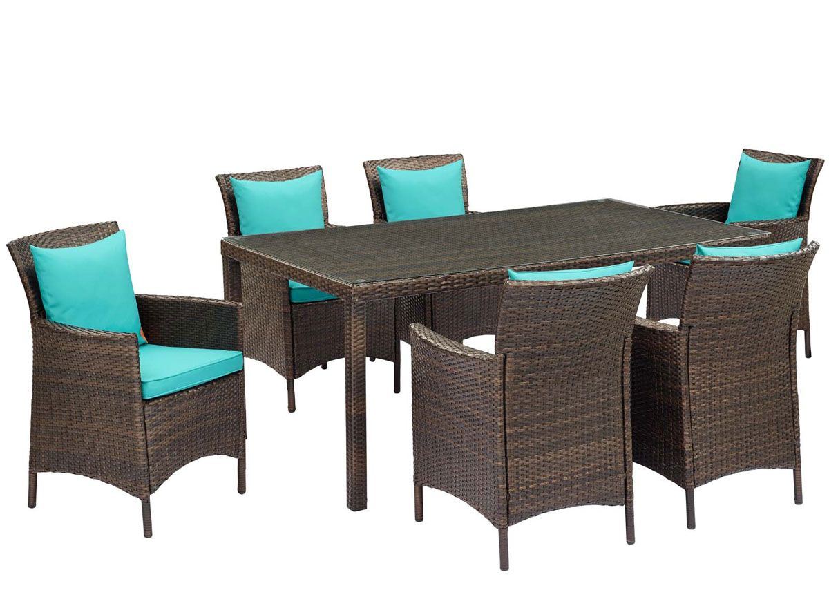 Xavier 7-Piece Outdoor Dining Table Set In Turquoise