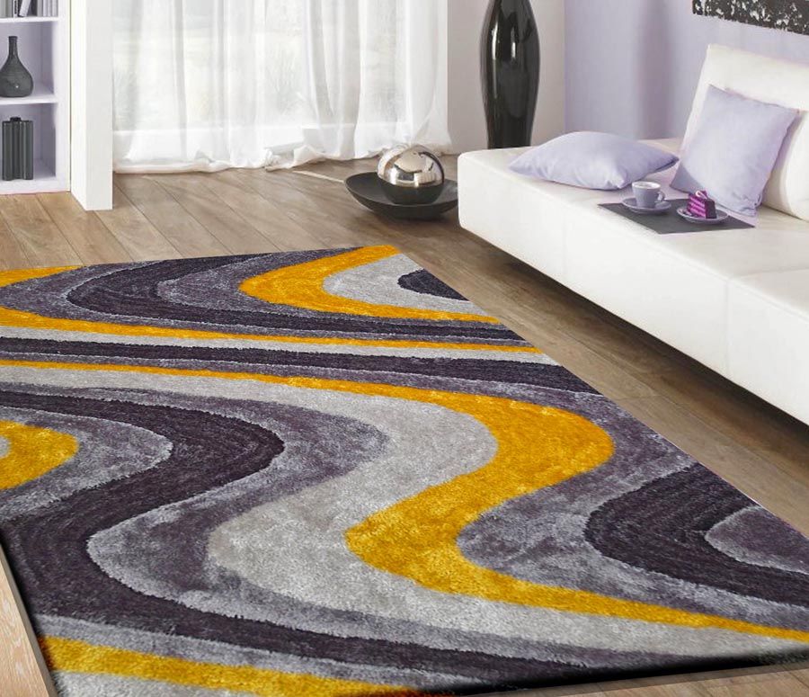 Yellow Living Shag Rug 112