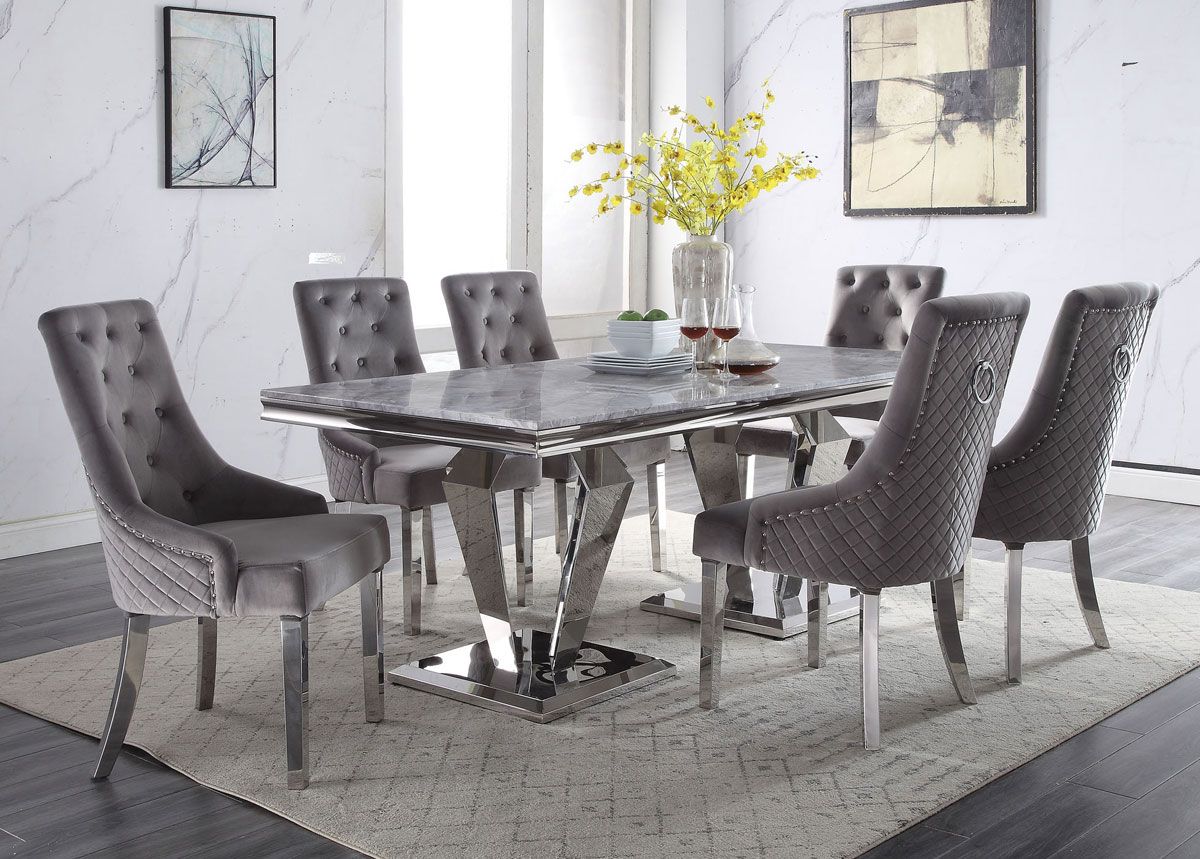 Yotam Grey Marble Top Dining Table