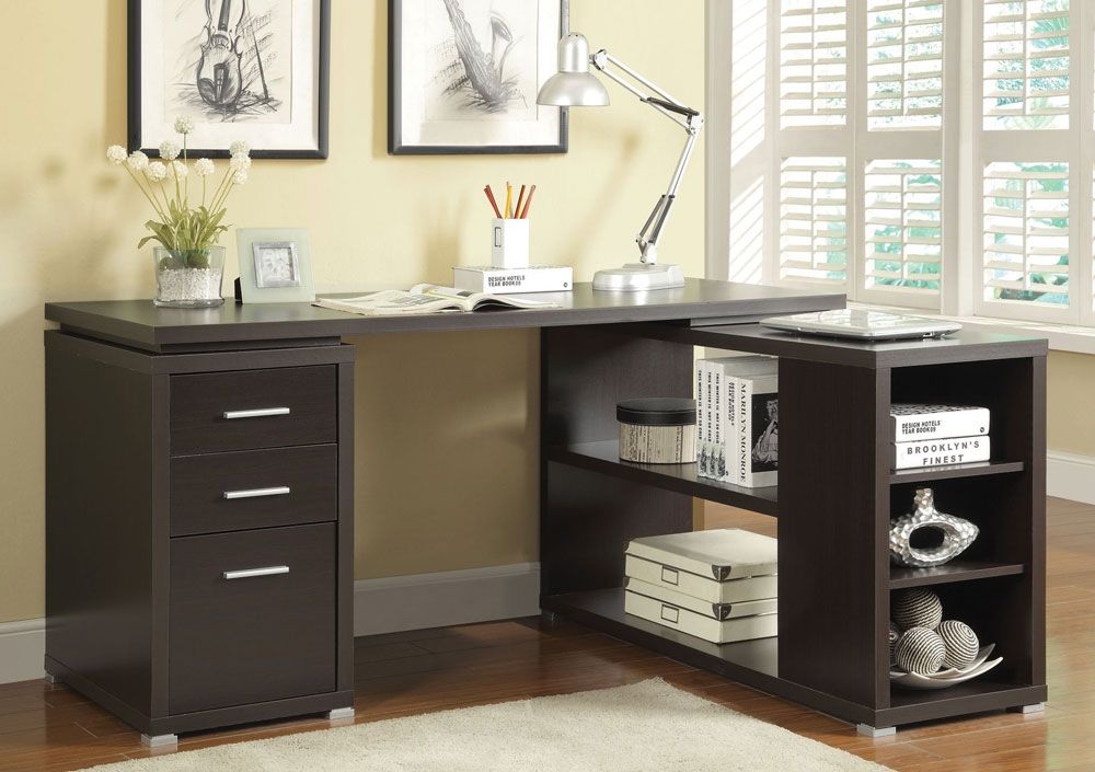 Yvette Cappuccino L-Shape Desk