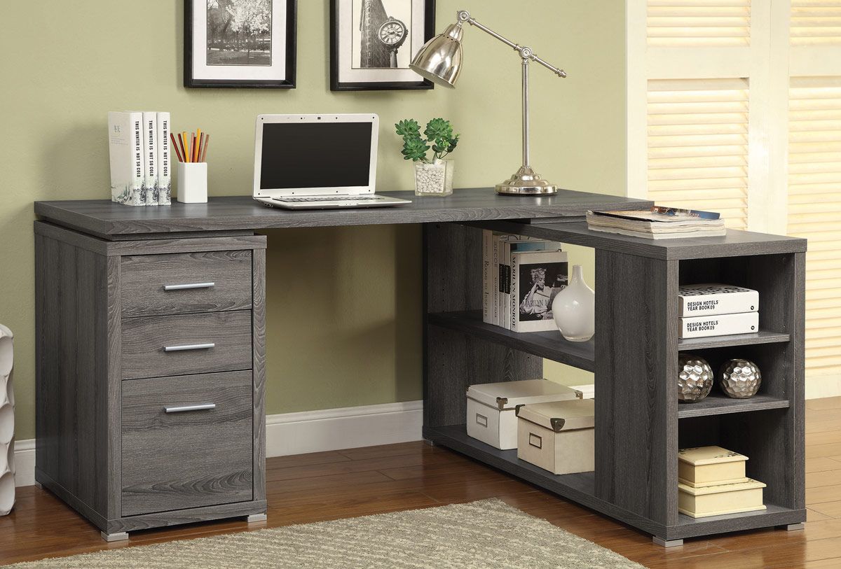 Yvette Rustic Grey Corner Desk