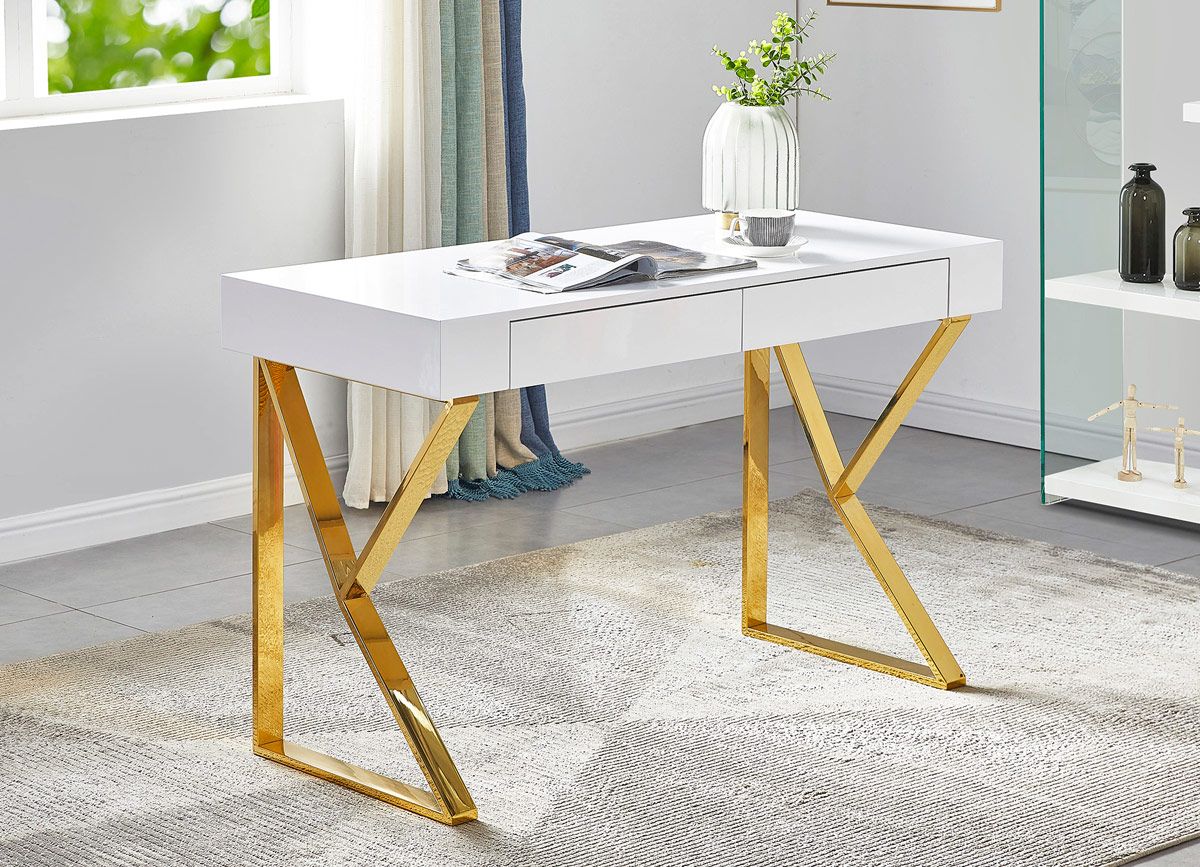 Zahir Desk With Gold Finish Legs
