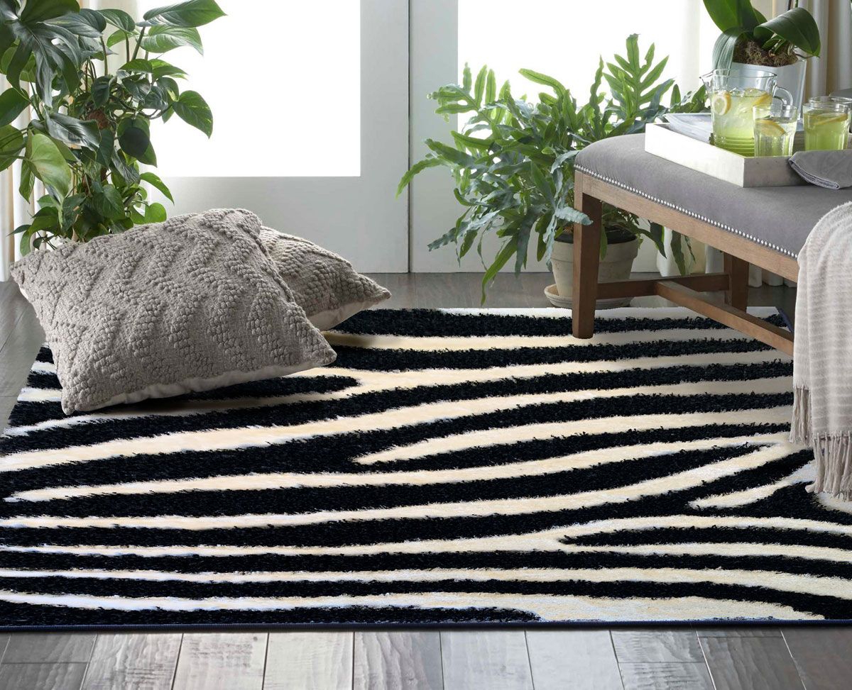 Zebra Shag Modern Area Rug