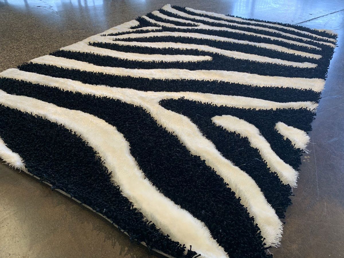 Zebra Shag Modern Area Rug Details