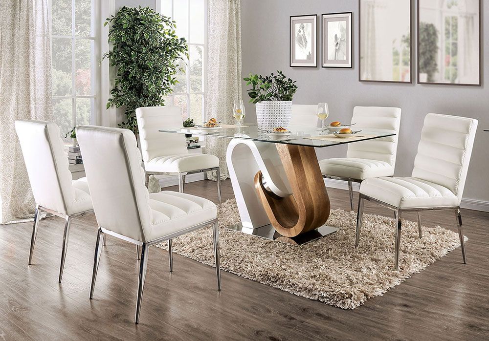 Zelah Modern Glass Top Dining Table