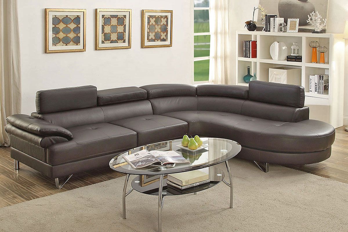 Zelma Espresso Leather Modern Sectional