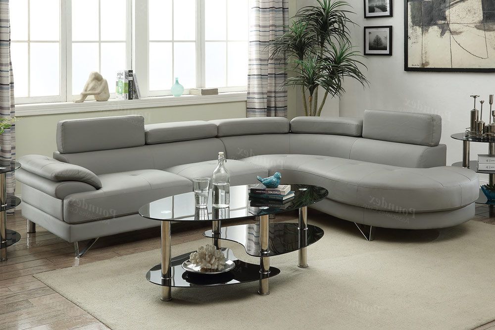 Zelma Grey Leather Sectional