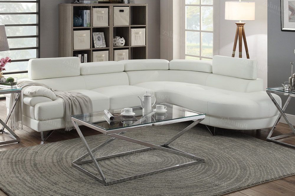 Zelma White Leather Modern Sectional Sofa