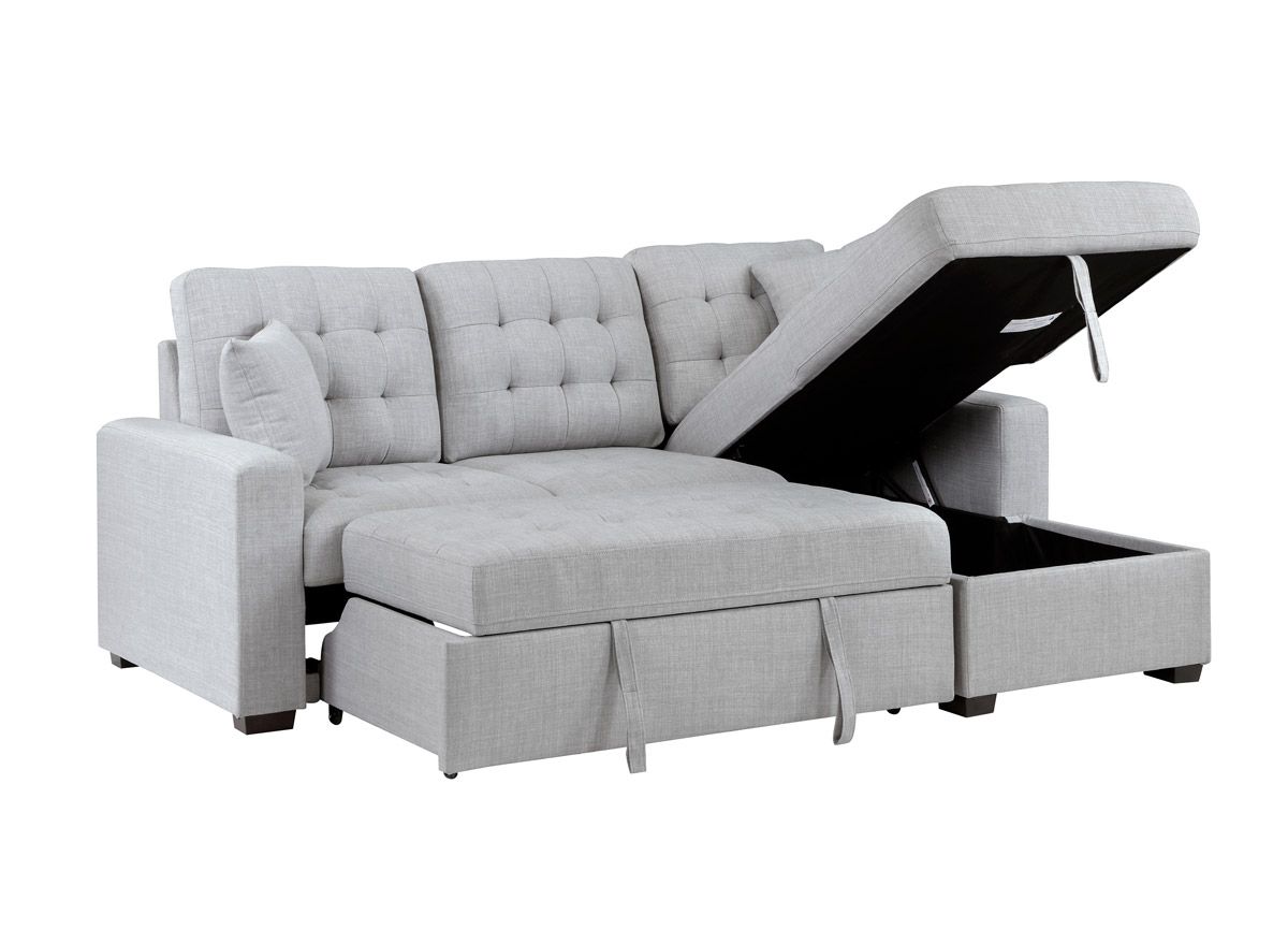 Zenas Light Grey Facing Right Sectional Sleeper