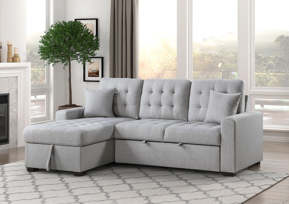 Zenas Light Grey Sectional Sleeper