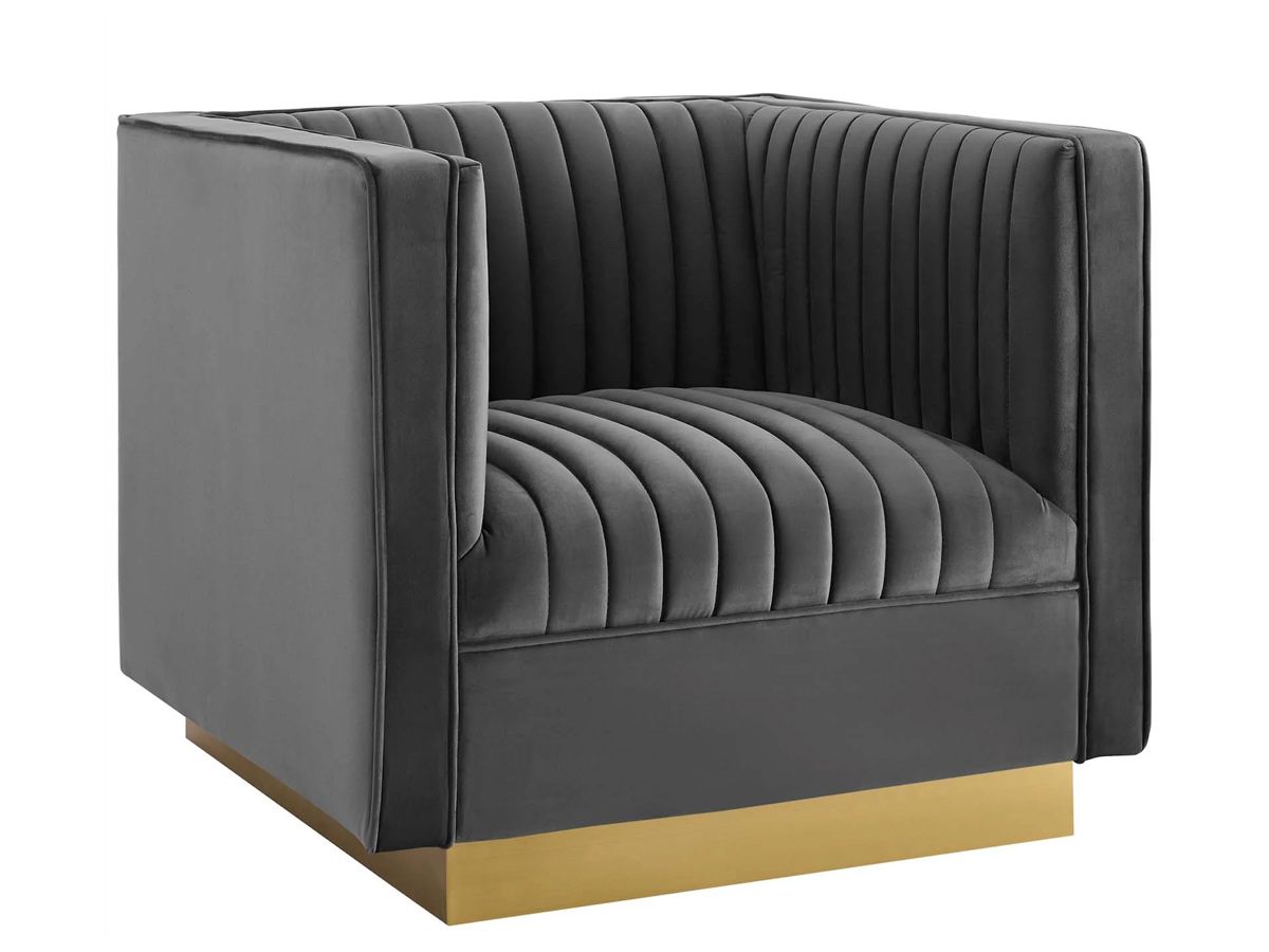 Zenfira Grey Velvet Chair