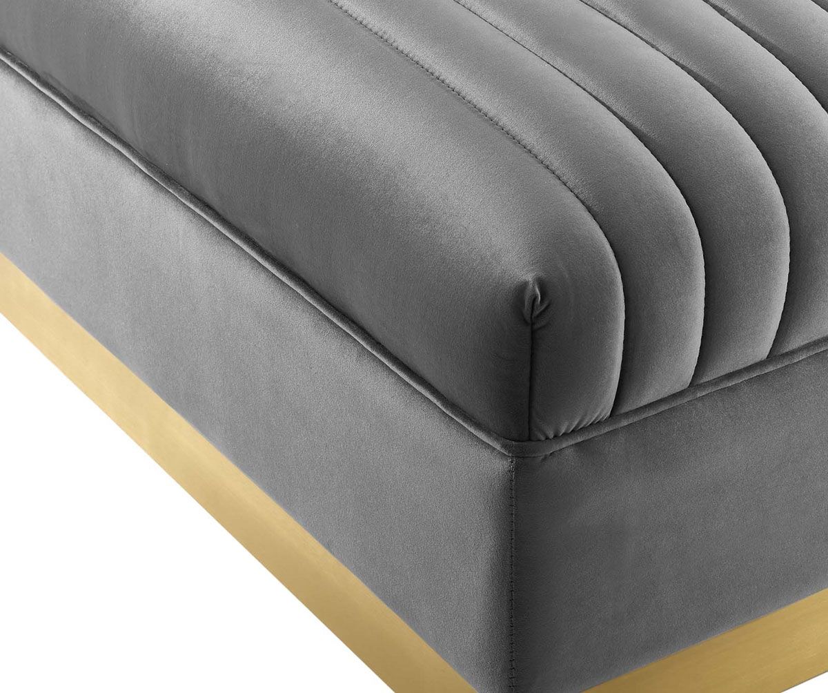 Zenfira Gray Velvet Sectional Seat