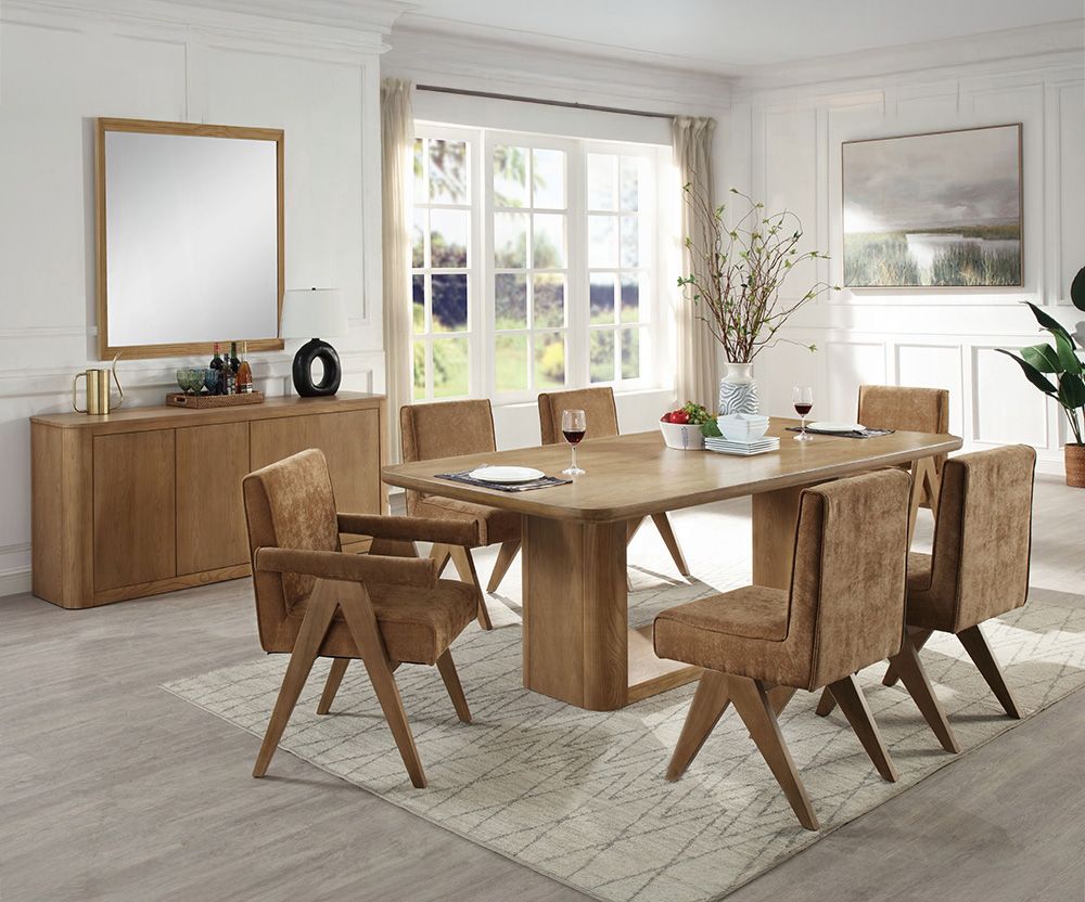 Zenith Oak Finish Dining Table Set