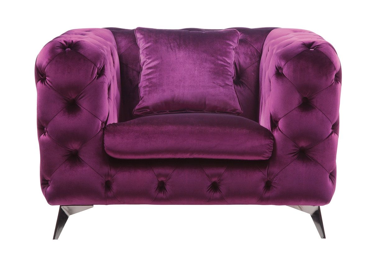 Zenon Purple Fabric Chesterfield Chair