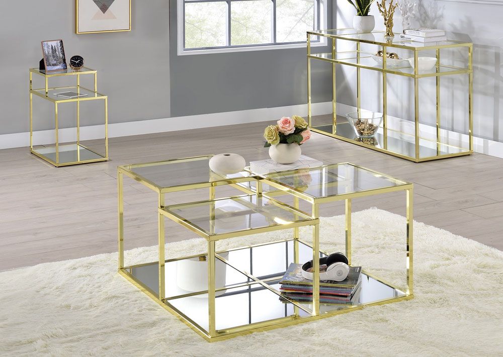 Zephyr Gold Finish Coffee Table