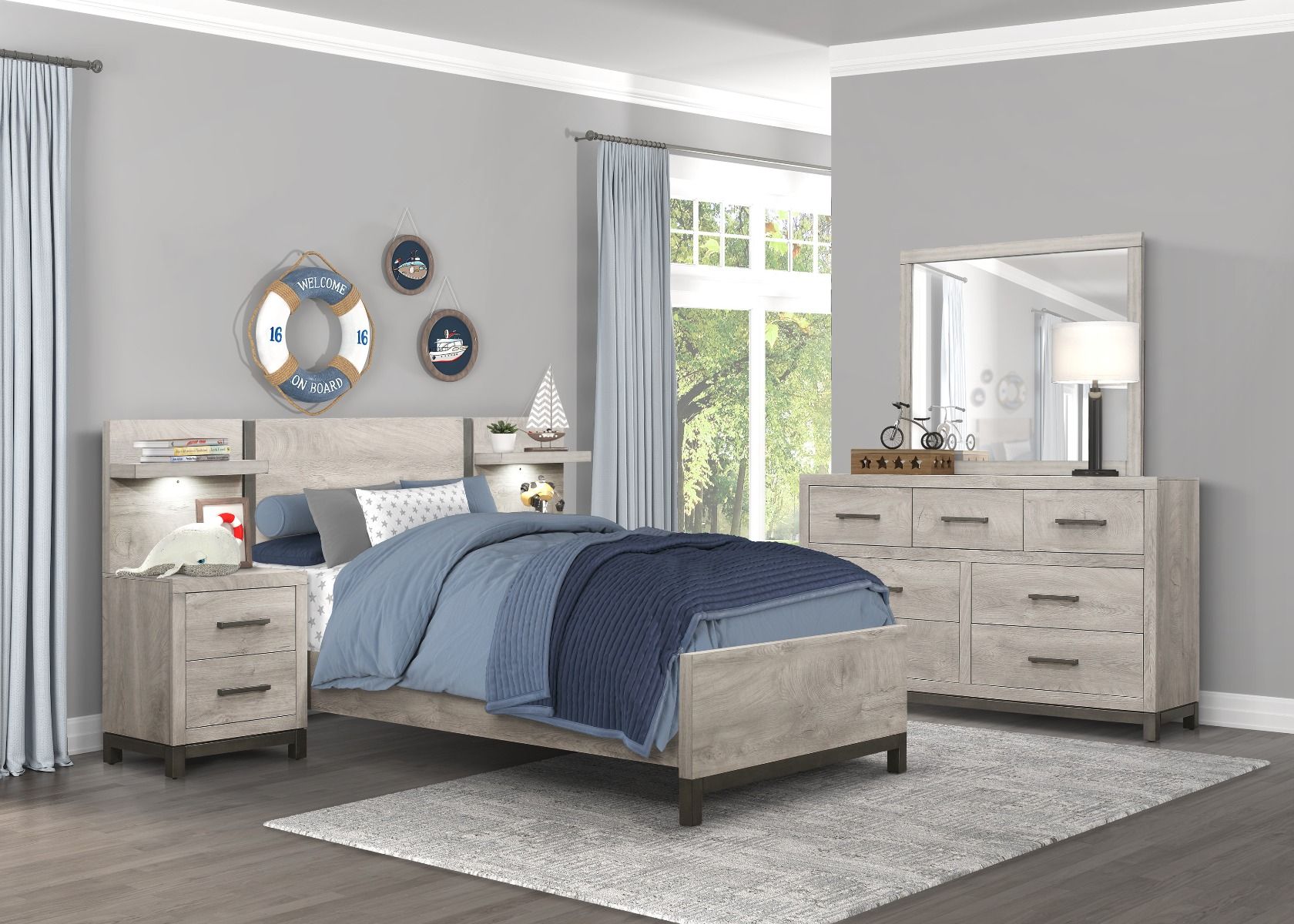 Zepur Rustic Grey Finish Youth Bed